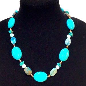 Donna Dressler sterling, turquoise & more statement necklace
